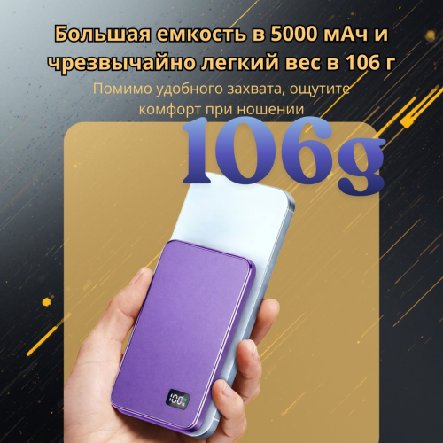 Внешний аккумулятор Tohom F20S 5000 мАч 15 Вт фиолетовый
