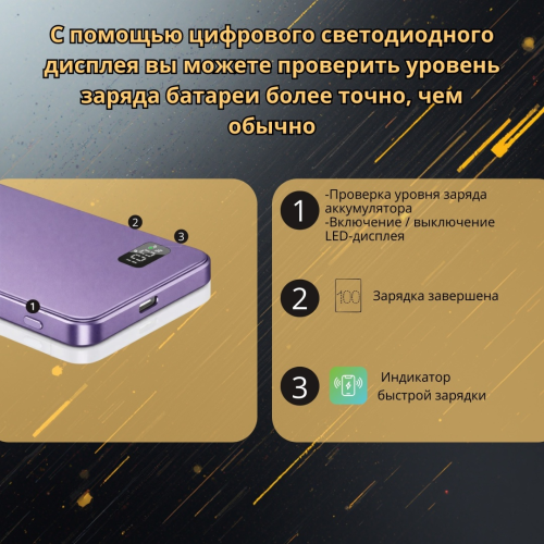 Внешний аккумулятор Tohom F20S 5000 мАч 15 Вт фиолетовый