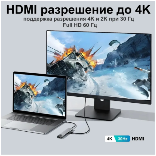 Tohom Tohom USB-Hub 8 в 1 USB 3.2 Gen 1 для SD, microSD, USB 2.0, USB 3.0