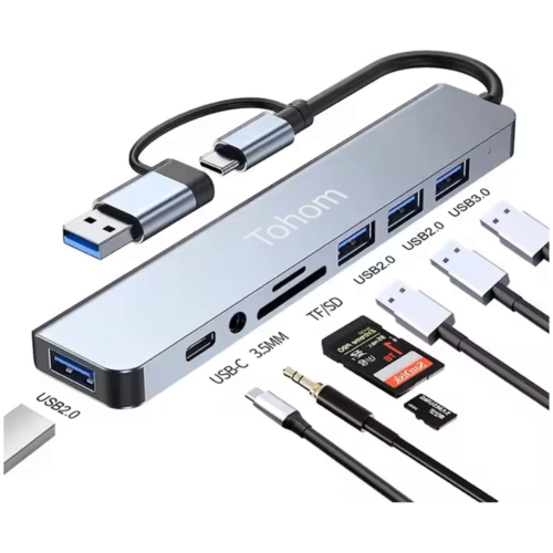 Док-станция Tohom USB-Hub 8 в 1 серый