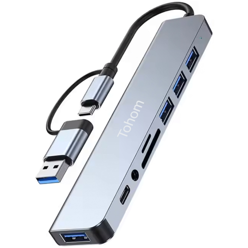 Док-станция Tohom USB-Hub 8 в 1 серый