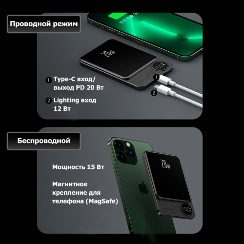 Внешний аккумулятор ZFR Q9 10000 мАч 20 Вт темно-серый