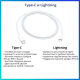 Кабель USB TypeC (M), Lightning (M), 1 м, белый