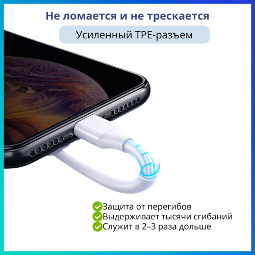Кабель USB TypeC (M), Lightning (M), 1 м, белый