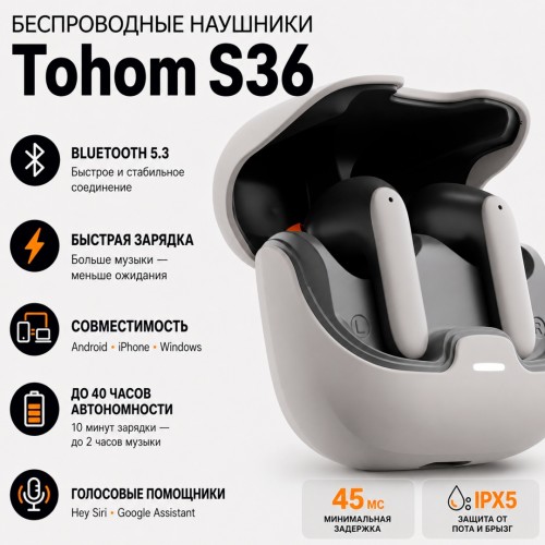 Наушники Tohom S36 серый