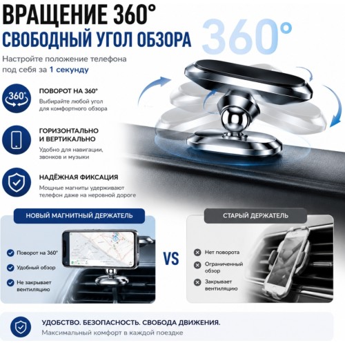 Магнитный держатель Tohom черный
