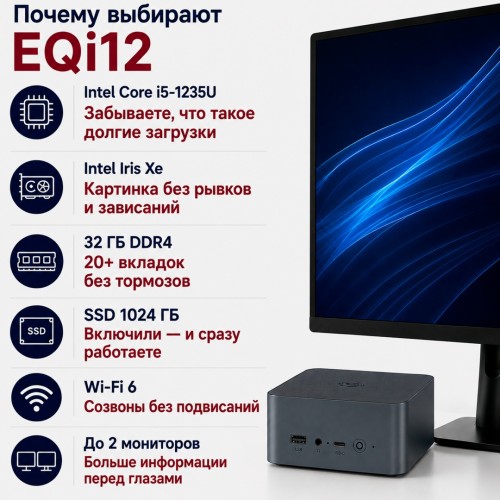 Beelink EQi12 Mini PC EQi Intel Core i5-1235U серый