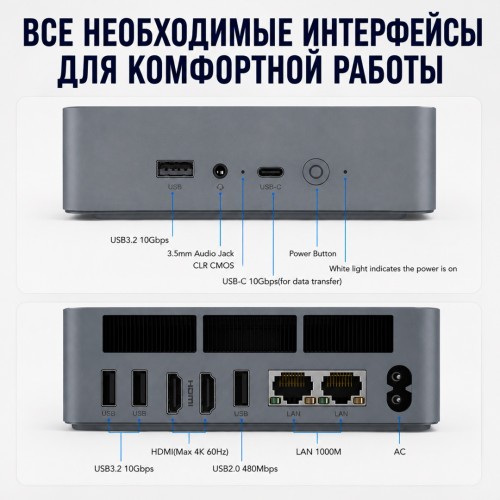 Beelink EQi12 Mini PC EQi Intel Core i5-1235U серый
